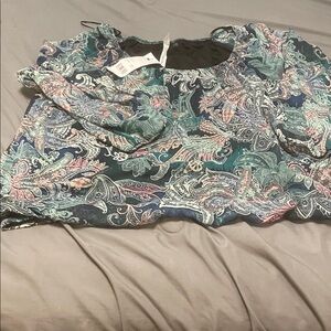 NY Collection Multicolor Paisley Blouse